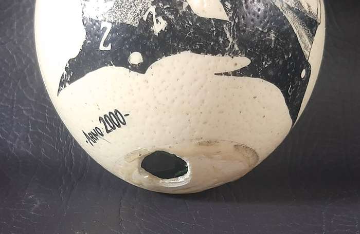 BONO & THE EDGE  "THE FLY" ERA PORTRAIT ETCHED ON OSTRICH LEG  ONE-OF-A-KIND ROCK RELIC