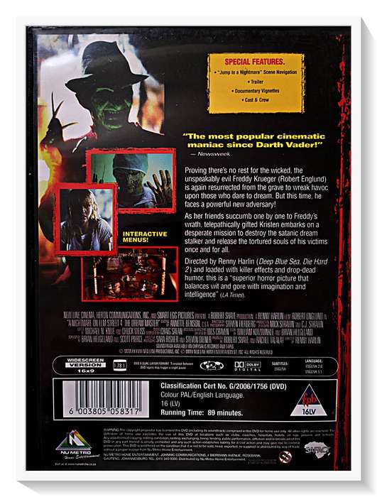A Nightmare on Elm Street 4 - DVD - PG16VHL - Disc and Casing in Excellent Condition