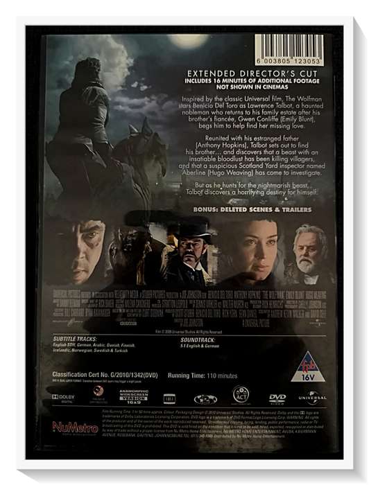 The Wolfman - DVD - Horror - PG2-14 - Extended Director's Cut VG+