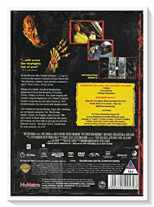 WES CRAVEN's NEW NIGHTMARE - Loads of Bonus Features - Casing & Disc Condition: Very Good