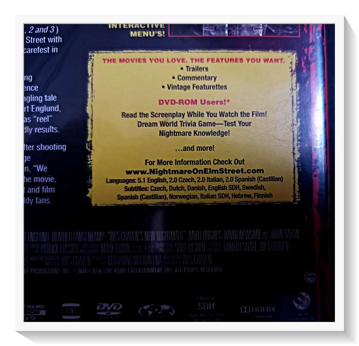 Wes Cravens The New Nightmare - DVD - Horror - Bonus Features - Cover & Disc in Excellent Condition