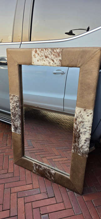 Handcrafted Cowhide & Leather Mirror