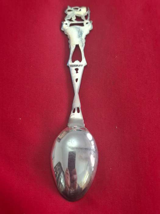 RHODESIAN ARMY UDI PERIOD SILVER PLATED SHOOTING TEASPOON - DISPLAYS CROSSED FN'S LENGTH 127mm (213)