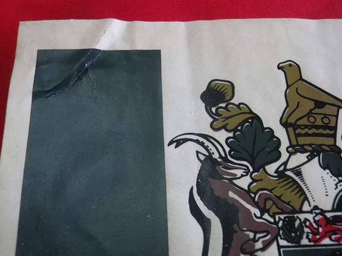 RHODESIAN ORIGINAL PERIOD MINI FLAG STICKER - SCARCE  - 163X 105mm - HAS MINOR CREASE - UNUSED (210)