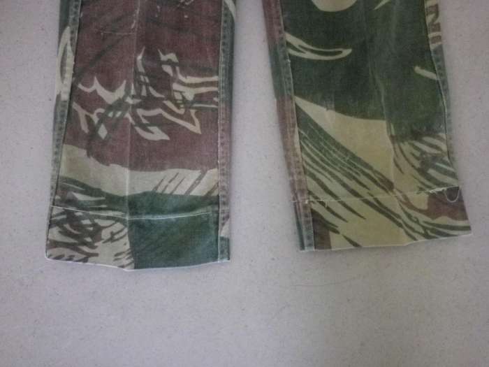 RHODESIAN ARMY CAMMO TROUSERS - MISSING 4 BUTTONS, HAS STAINING - SEE PICS, SIZES BELOW (S)   (205)