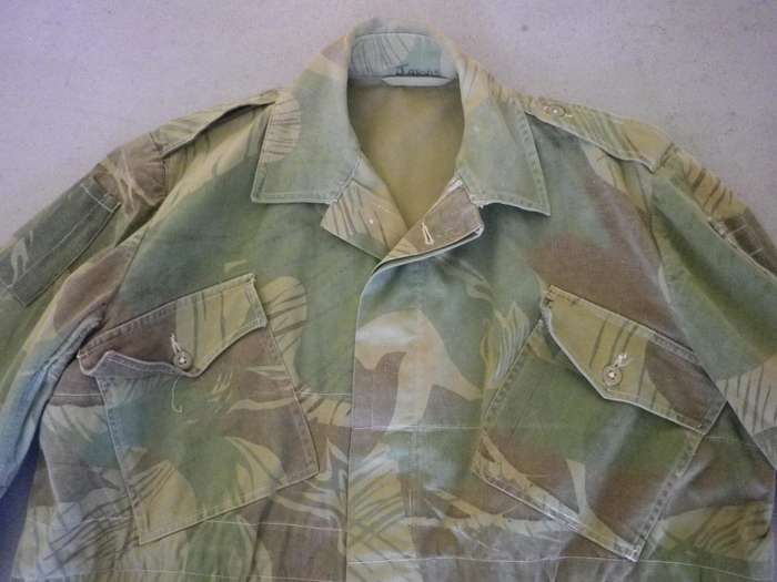 RHODESIAN ARMY / AIR FORCE CAMO JACKET 1ST PATTERN - SIZE 5 - SIZES BELOW - INSCRIBED, SCARCE(214)