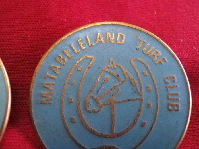 TURF CLUB BADGES - MATABELELAND TURF CLUB BADGES   BOTH NUMBERED 38                      (23)