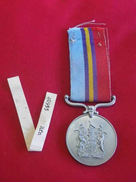 RHODESIAN GENERAL SERVICE MEDAL (RhGSM) TO 40955 RFN K. BRODERICK + AWARD SLIP - UNRESEARCHED (220)