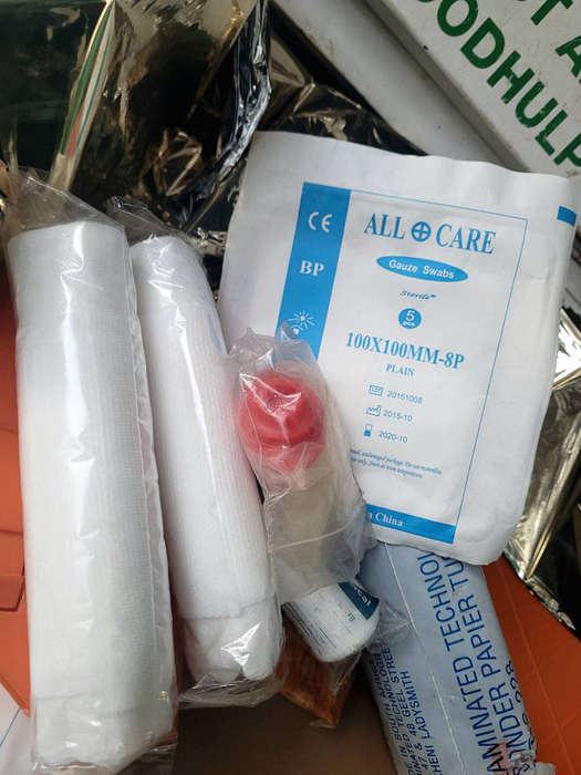 First Aid Box. Well Used And Loaded. (Paint Peeling At The Bottom). Please View All Pics.
