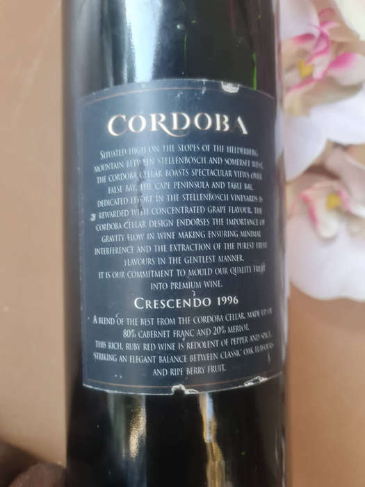 Collector`s Vintage Wine Collection. BOSCHENDAL 1996 / CORDOBA 1996-CERTIFIED & NUMBERED
