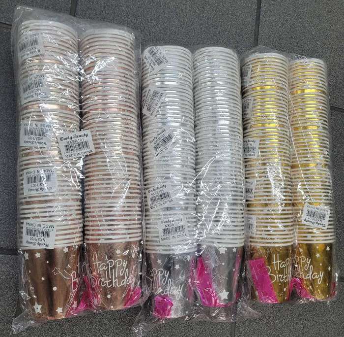 Birthday party plastic drinking cups 100 per order