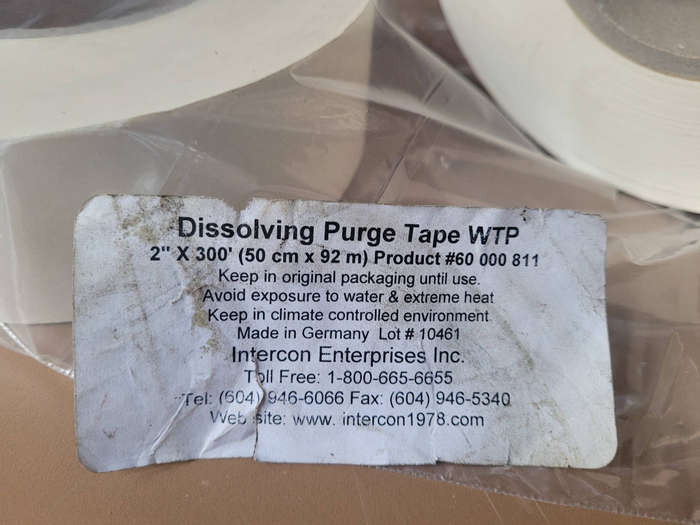 Quality Dissolving Purge Tape 50cm x 92m. Bid Per Tape - (To Take Both)