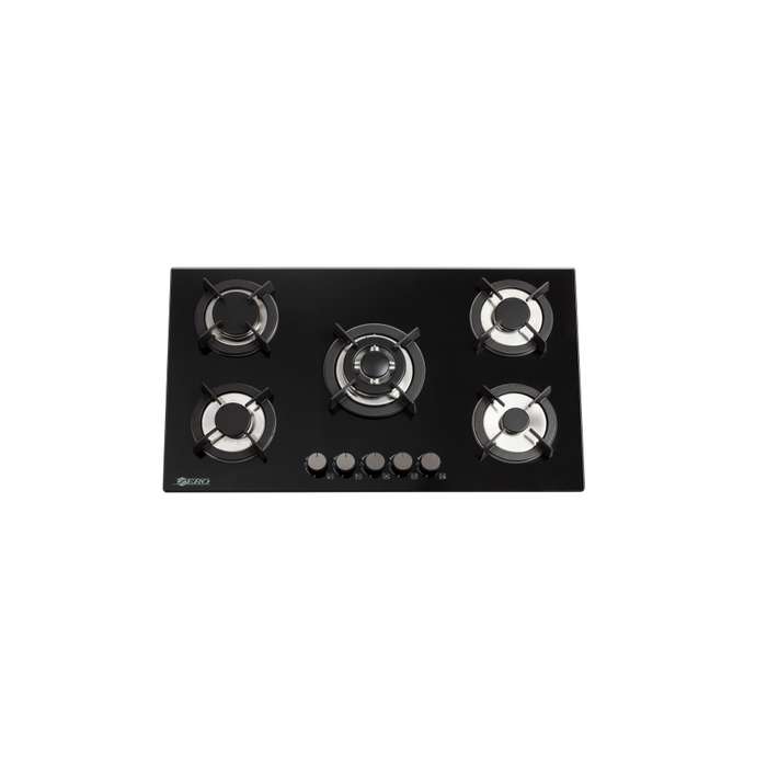Zero 5 Burner Top Gas Hob With Battery Ignition and Gas Kit