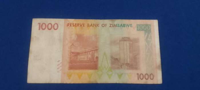 BANK OF ZIMBABWE ONE THOUSAND DOLLARS -  CIRCULATED CONDITION - 2007  A-NUMBERS -2 NOTES