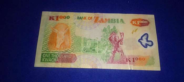 BANK OF ZAMBIA  ONE THOUSAND KWACHA BANKNOTE