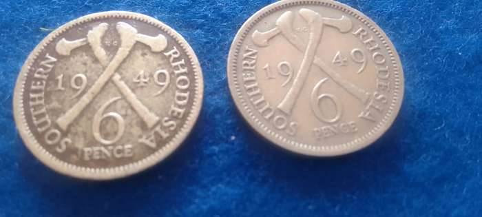 1949 SOUTHERN RHODESIAN  6 PENCE NICKEL (TAKE BOTH )