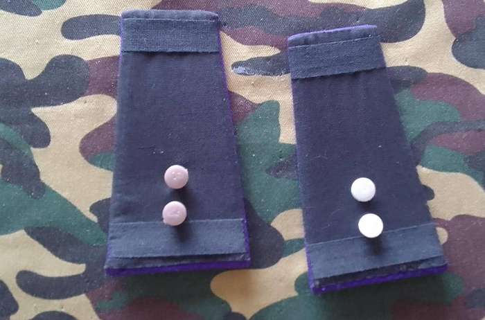 SADF/ SA ARMY CHAPLAIN  SHOULDER RANK SET PURPLE (with pins)