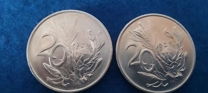 TWENTY CENT NICKEL COIN (RSA) -  (1980/1981)  - 2 BRILLIANT  COINS - AUNC