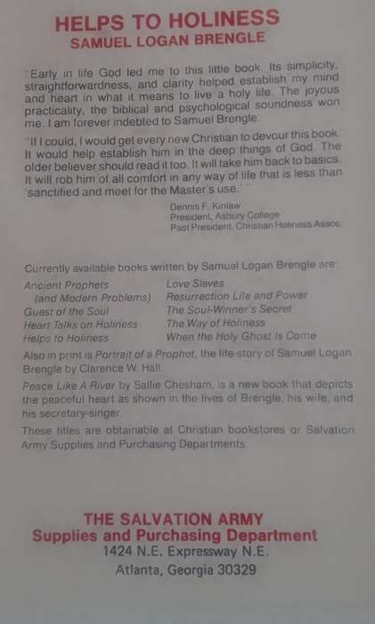 Book:  HELPS TO HOLINESS - Samuel Brengle