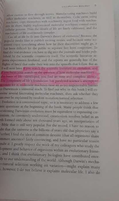 Book:  Darwin's Black Box - The Biochemical Challenge to Evolution- Michael J Behe
