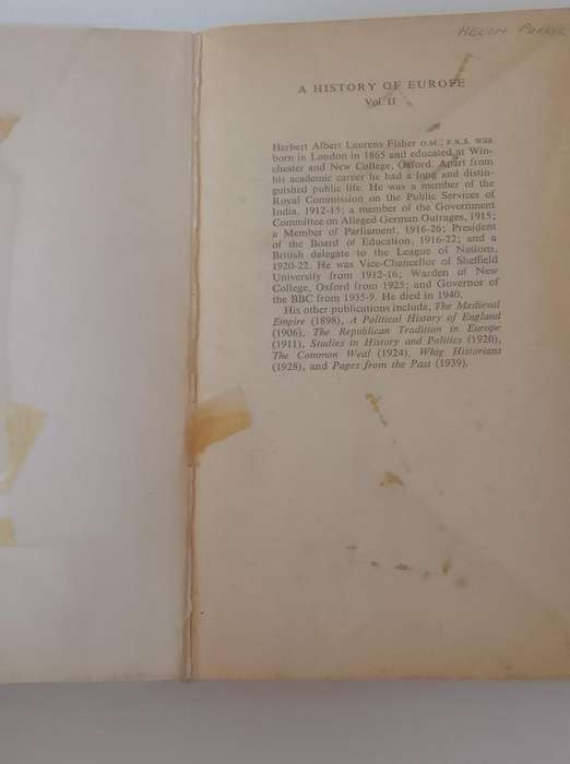 Book: A History of Europe - classical History - H.A.L. Fisher