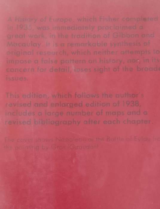 Book: A History of Europe - classical History - H.A.L. Fisher