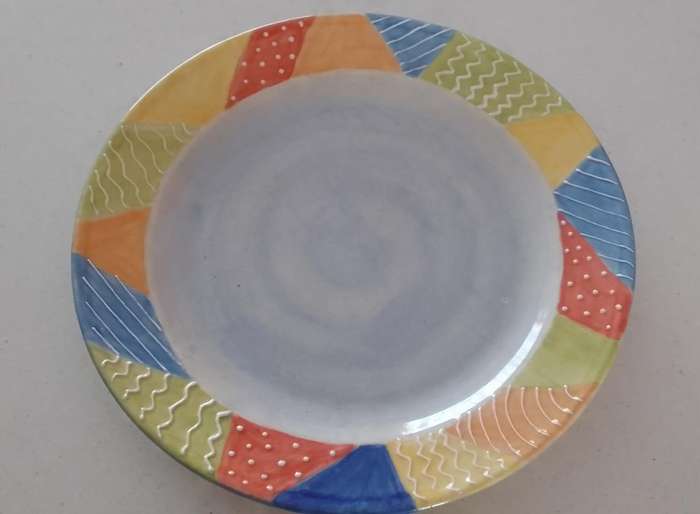 HAND PAINTED CERAMIC SIDE PLATE WITH HAND PAINTED SMALL CERAMIC BOWL