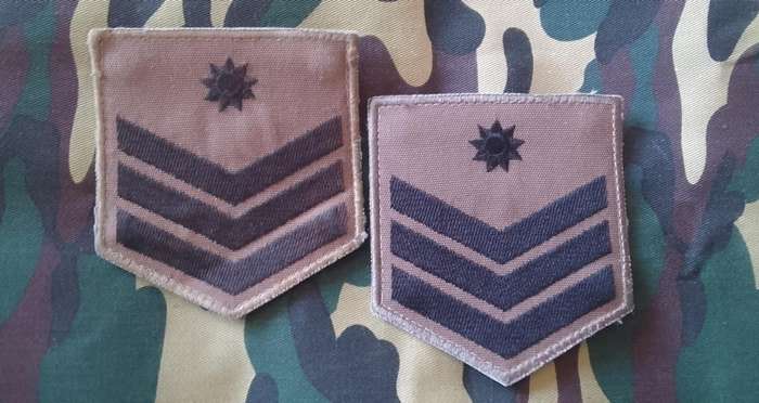 SADF/ SA ARMY STAFF SERGEANT CLOTH BADGE - SET