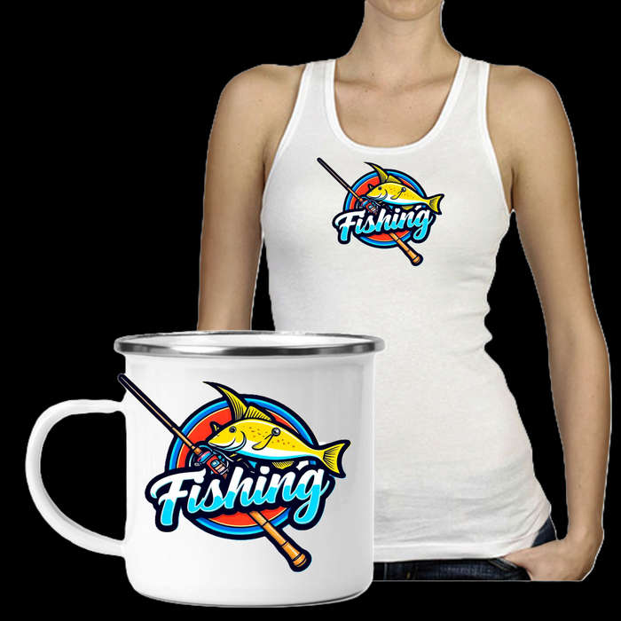 Ladies Vest & Enamel Mug Combo Fishing