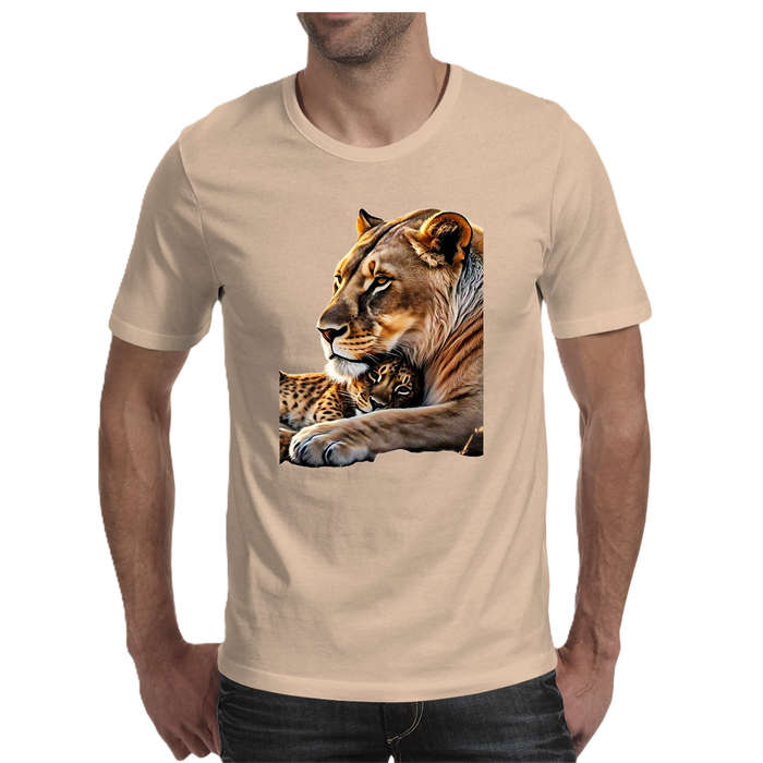 Wildlife print- LION  men's T-shirt 100% cotton