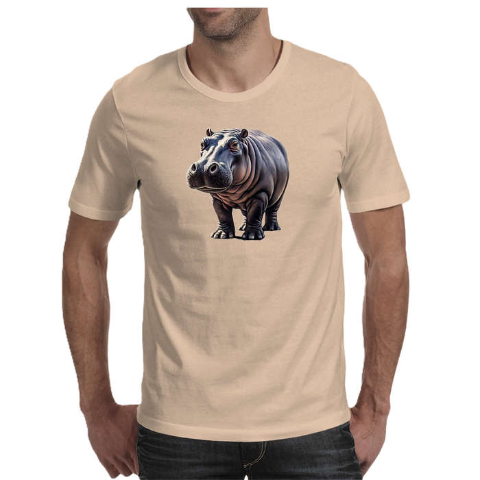 Wildlife print- HIPPO men's T-shirt 100% cotton