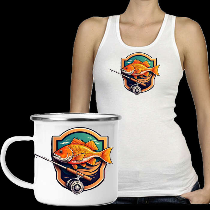 Ladies Vest & Enamel Mug Combo Fishing