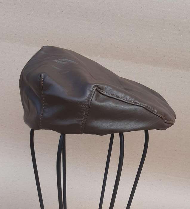Genuine Leather Men's Cap -Dark Brown
