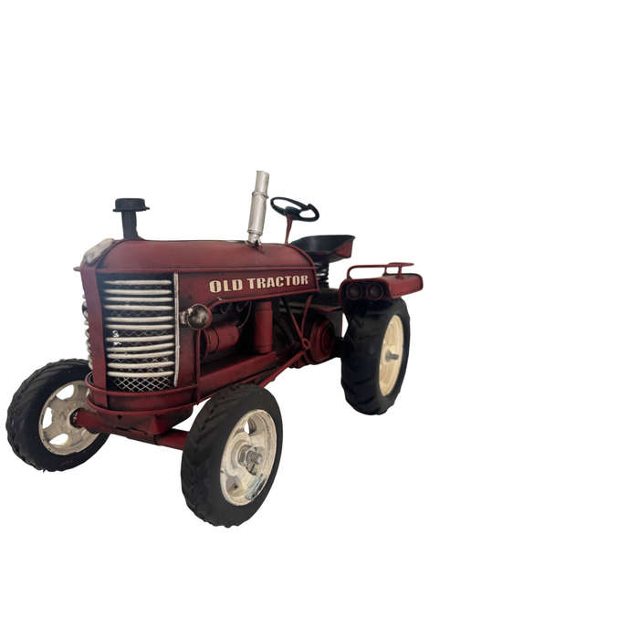 Metal Model Old Tractor-Red