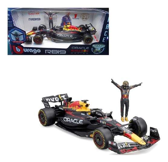 Burago 28036 Formula 1 F1 Red Bull RB19 No 1 Verstappen with figurine 3 times World Champ