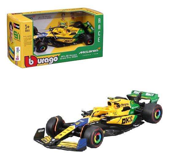 Burago 38214 Formula 1 F1  McLaren MCL38 No 4 Norris Monaco Grand Prix 2024 GP