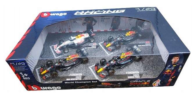Burago Set 38092 Formula 1 F1 Red Bull RB16 RB18 RB19 Verstappen Perez 1/43 scale
