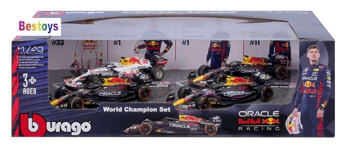 Burago Set 38092 Formula 1 F1 Red Bull RB16 RB18 RB19 Verstappen Perez 1/43 scale