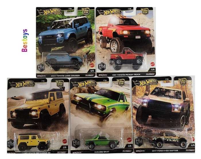Hot Wheels Car Culture FPY86 Offroad Set Toyota Land Cruiser Land Rover Subaru Ford F 150 Raptor