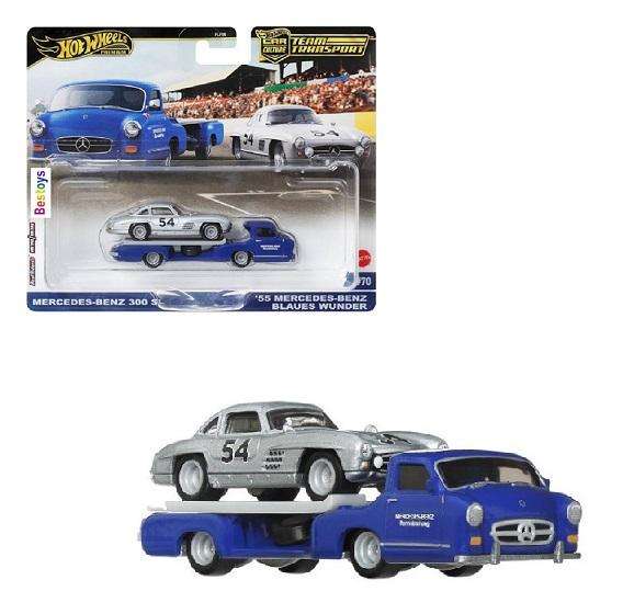 Hot Wheels Car Culture Team Transport Mercedes Benz 300 SL 300SL + Blaues Wunder 1955 Transporter