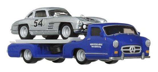 Hot Wheels Car Culture Team Transport Mercedes Benz 300 SL 300SL + Blaues Wunder 1955 Transporter