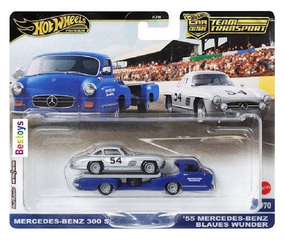 Hot Wheels Car Culture Team Transport Mercedes Benz 300 SL 300SL + Blaues Wunder 1955 Transporter