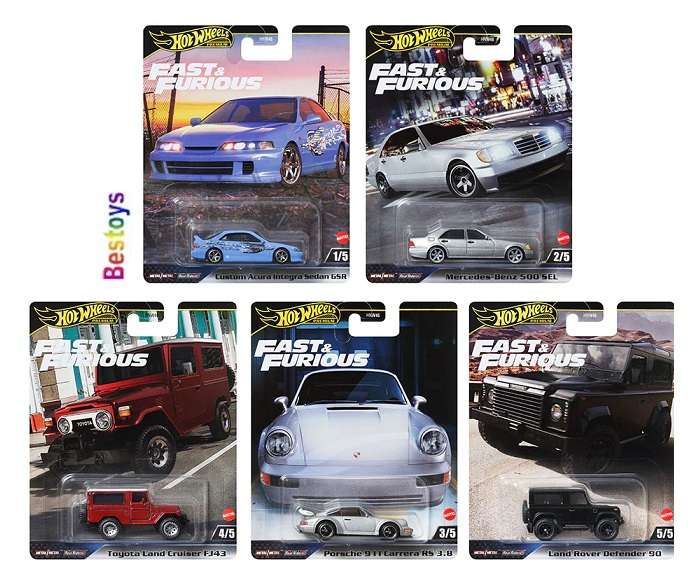 Hot Wheels Set Fast & Furious Mercedes Benz Porsche Land Rover Toyota Land Cruiser Acura