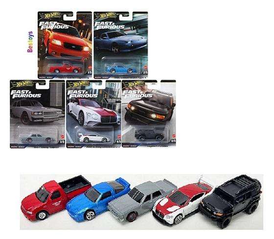 Hot Wheels Set Fast & Furious Ford SVT Nissan 180 SX Chevy Caprice Bentley Con Toyota FJ Land Cruise