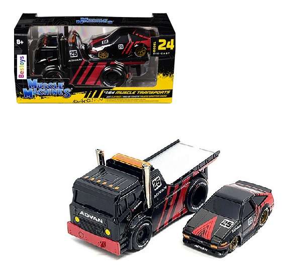 Maisto Muscle Machines Transport JDM Flatbed Recovery Truck + Toyota Trueno Sprinter AE86 1983