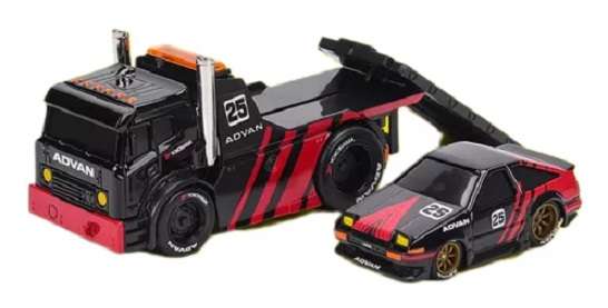 Maisto Muscle Machines Transport JDM Flatbed Recovery Truck + Toyota Trueno Sprinter AE86 1983