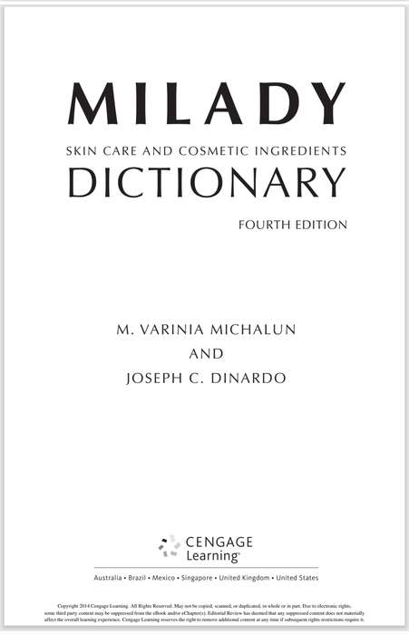 Milady Skincare and Cosmetic Ingredients Dictionary 4th Edition PDF EBOOK