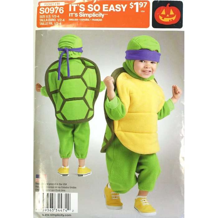 Simplicity S0976 (Size 1.5-4) - Teenage Mutant Ninja Turtles - Boys and Girls - Sewing Pattern