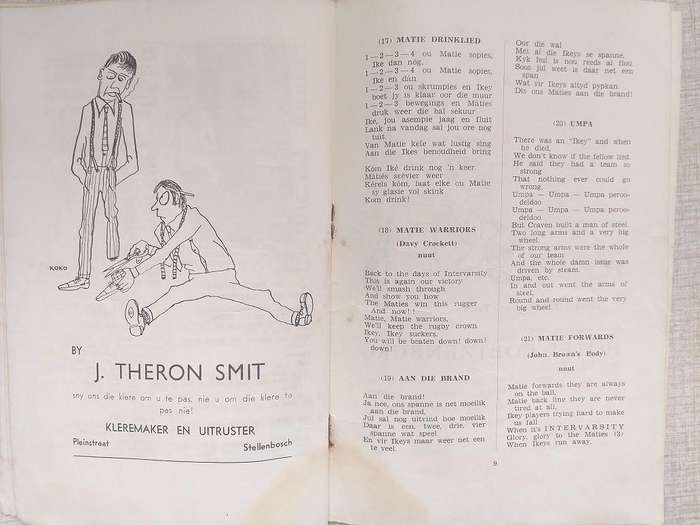 1957 Intervarsity liedjies Stellenbosch Universiteit Maties