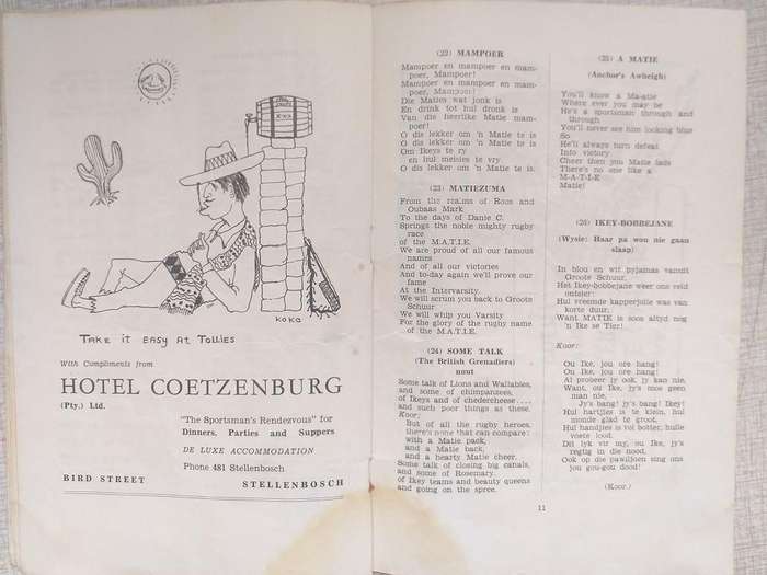 1957 Intervarsity liedjies Stellenbosch Universiteit Maties